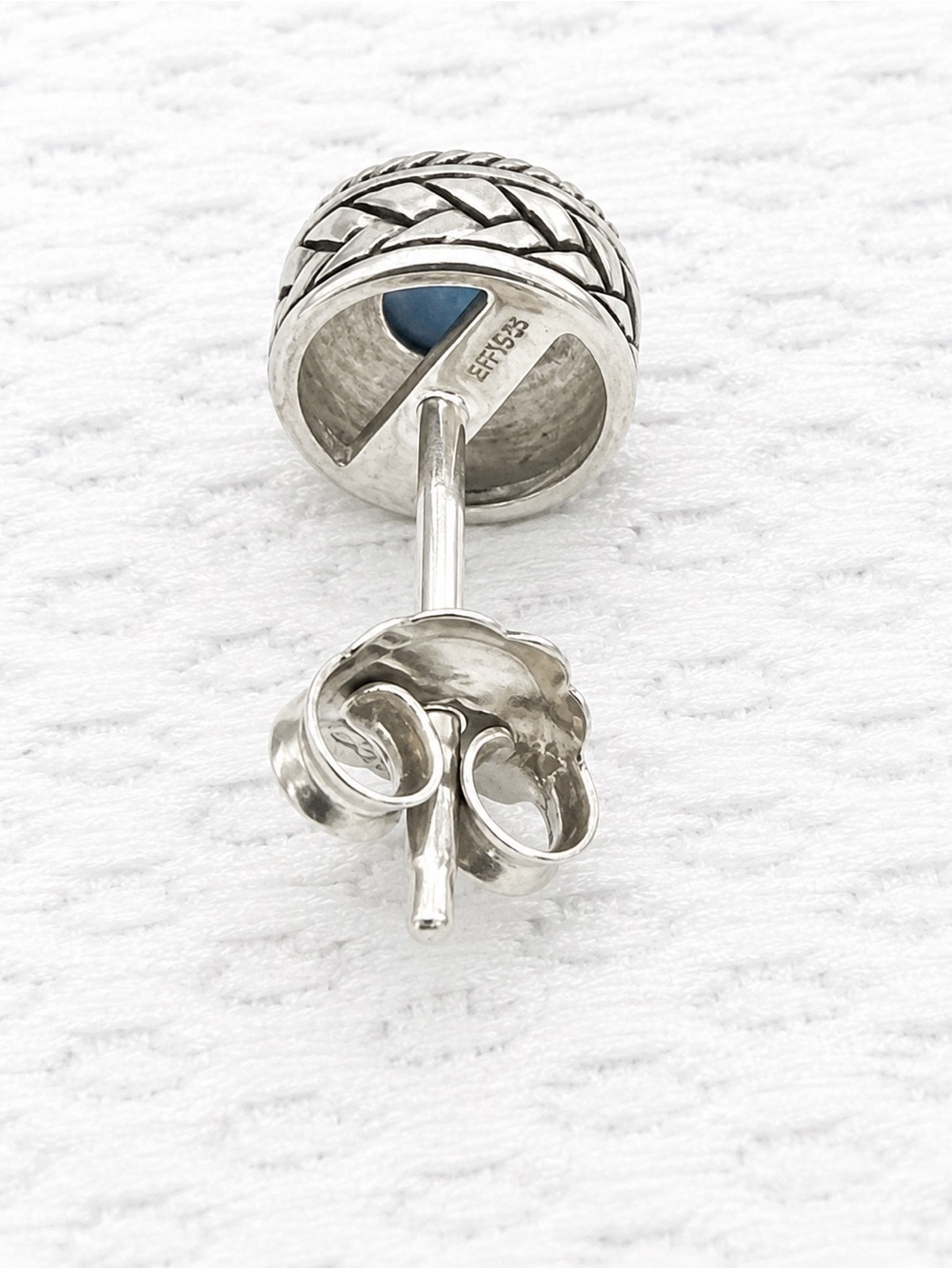 Effy 925 Sterling Silver/18k Yellow Gold Turquoise Stud Ladies Earrings/Gift NEW - Picture 4 of 5